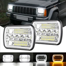 Pair 7x6" 5x7'' LED Headlights Hi/Lo Beam DRL Turn Lamp For Toyota Tacoma Pickup