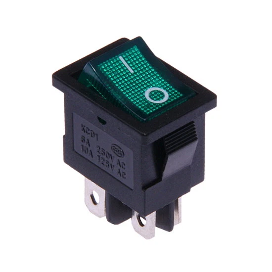 Interrupteur à Bascule 12V On-Off Vert Lumineux 21x15mm - Photo 1/1