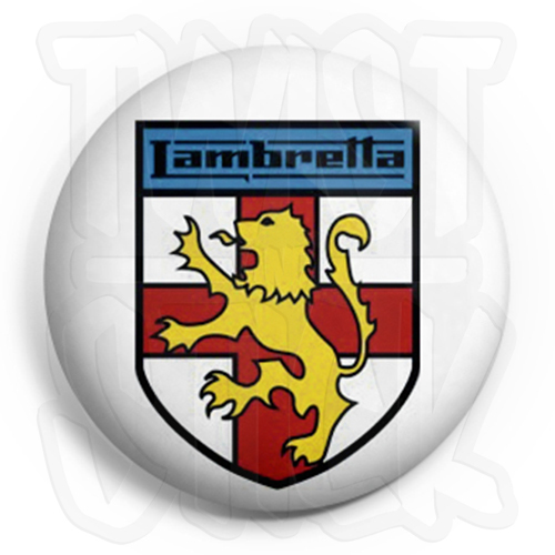 Lambretta English Lion Shield - Button Badge - 25mm Badges, Fridge Magnet Option - Picture 1 of 1