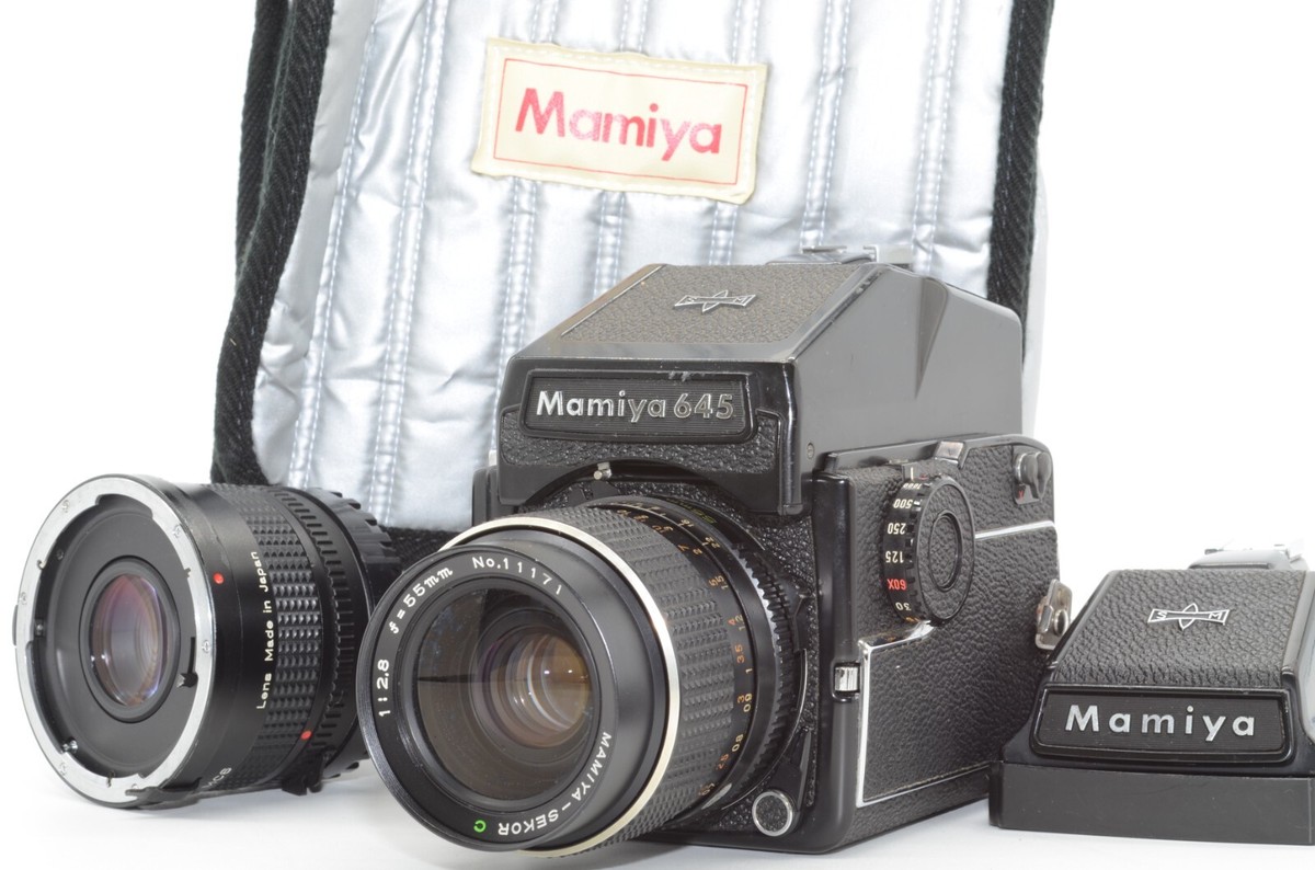 【美品】Mamiya M645 1000s + 55mm F2.8 NEAR MINT] Mamiya M645 1000S C 55mm f2.8 PD & Prism finder +α from