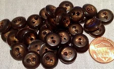 24 Small Brown With Lighter Center Plastic Sew-through Buttons 1/2" 12.4mm 7727
