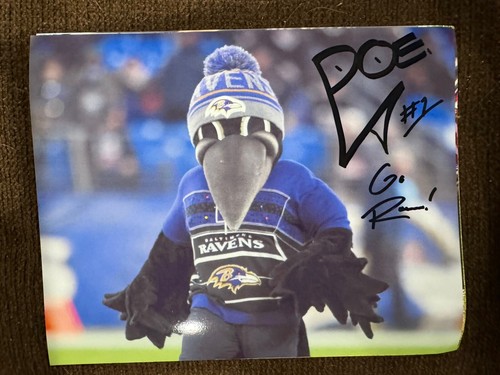 Poe Maskottchen signed 8x10 Foto handsigniert Baltimore Ravens