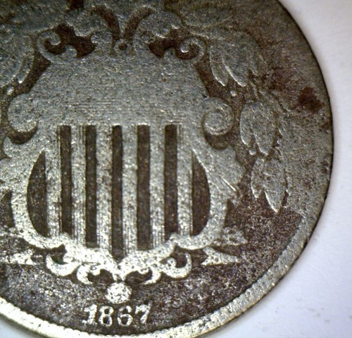 1867 ERROR CUD Shield Nickel Coin K3 - K4 NICE Size CUD Errors LOT #5 NR - Picture 7 of 8