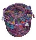 Indien Embroidered Round Floor Cushion Pillow Purple Pouf Cover Home Decorative