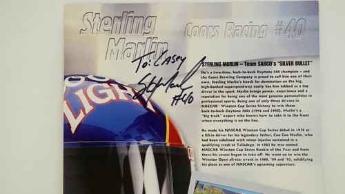 Tarjeta del equipo de carreras Sterling Marlin Coors 1997 - autografiada por Sterling - Imagen 4 de 6
