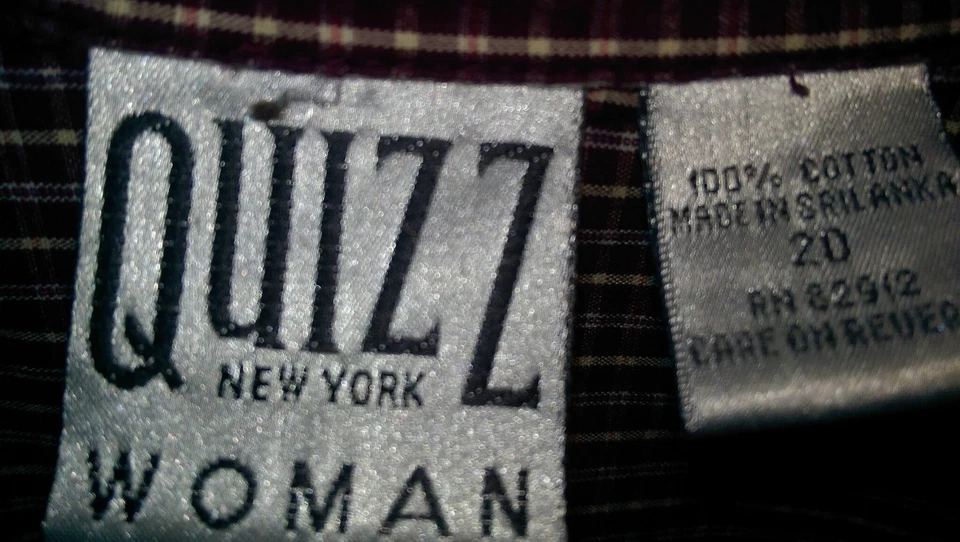 Blusa Top Camisa Quizz New York Mujer Talla 20 Borgoña Blanca Foto 2 de 4