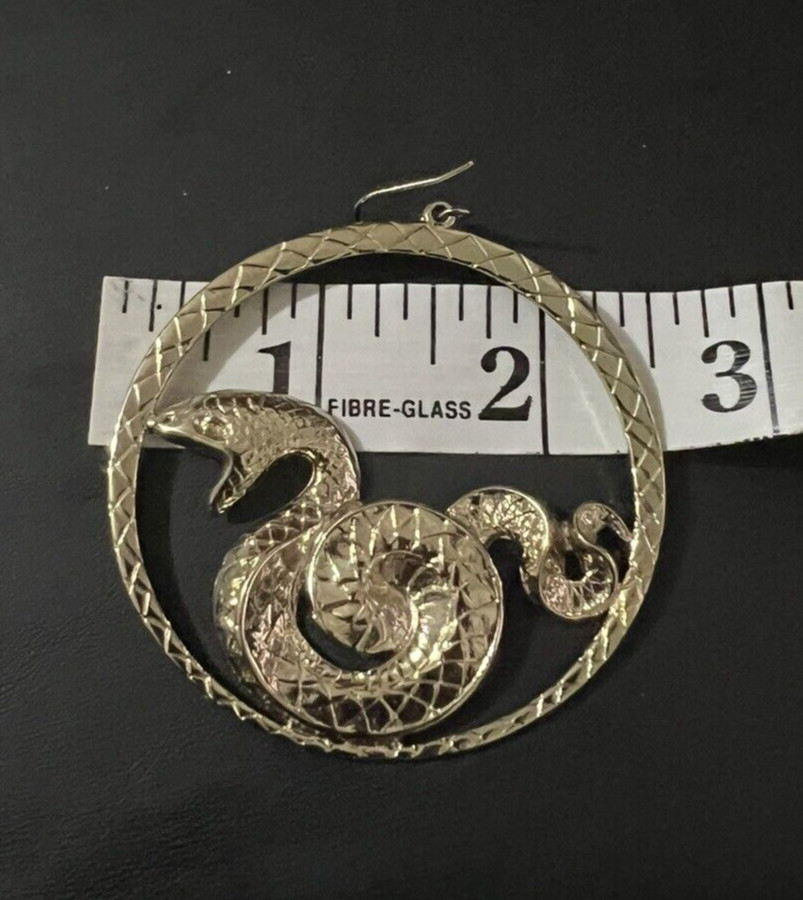 COILED SERPENT HOOP EARRINGS snake python round l… - image 6
