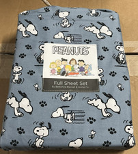 SNOOPY FULL SIZE BIRKSHIRE BLANKET HOME SHEET SET - PEANUTS GANG - BLUE