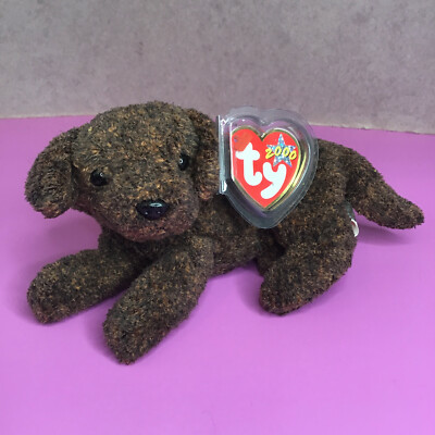 Vintage Ty Beanie Baby - FETCHER the Puppy Dog - with Hang Tag Protector 