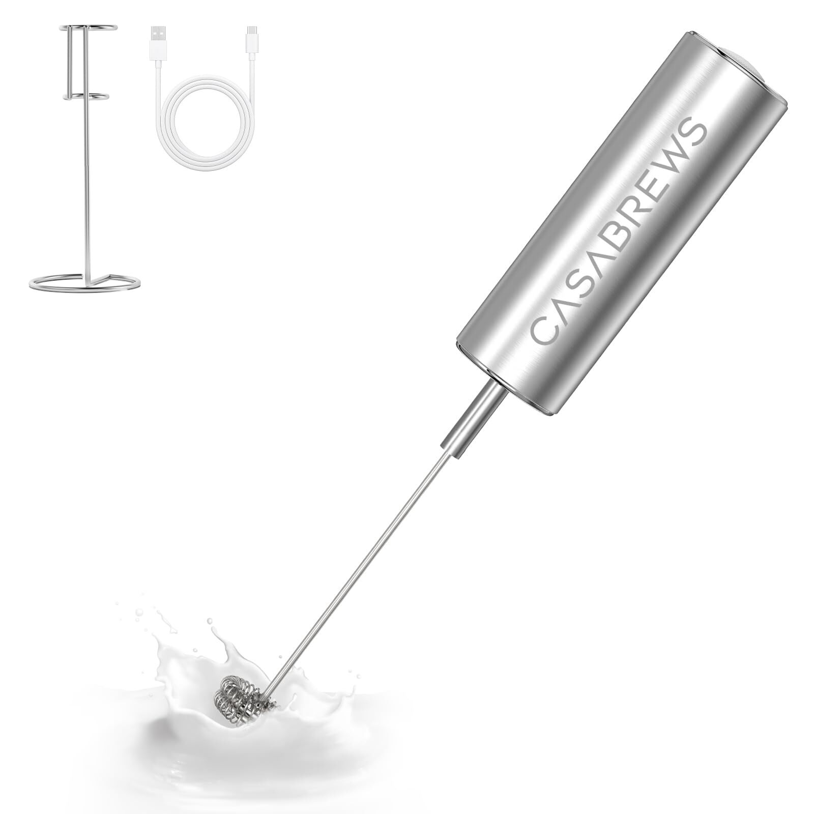 Milk Frother Wand, Handheld Stainless Steel Coffee Frother, Powerful Drink Mi...