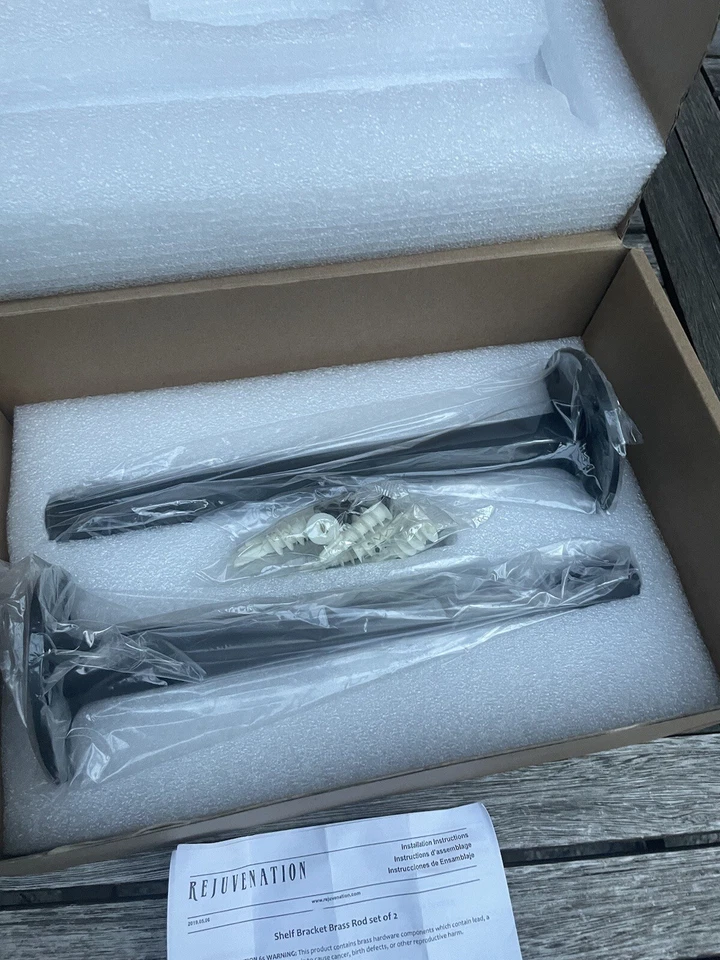 Rejuvenation 10" Brass Rod Shelf Brackets Set of 2 in Bronze Matte Finish NIB Foto 3 de 4