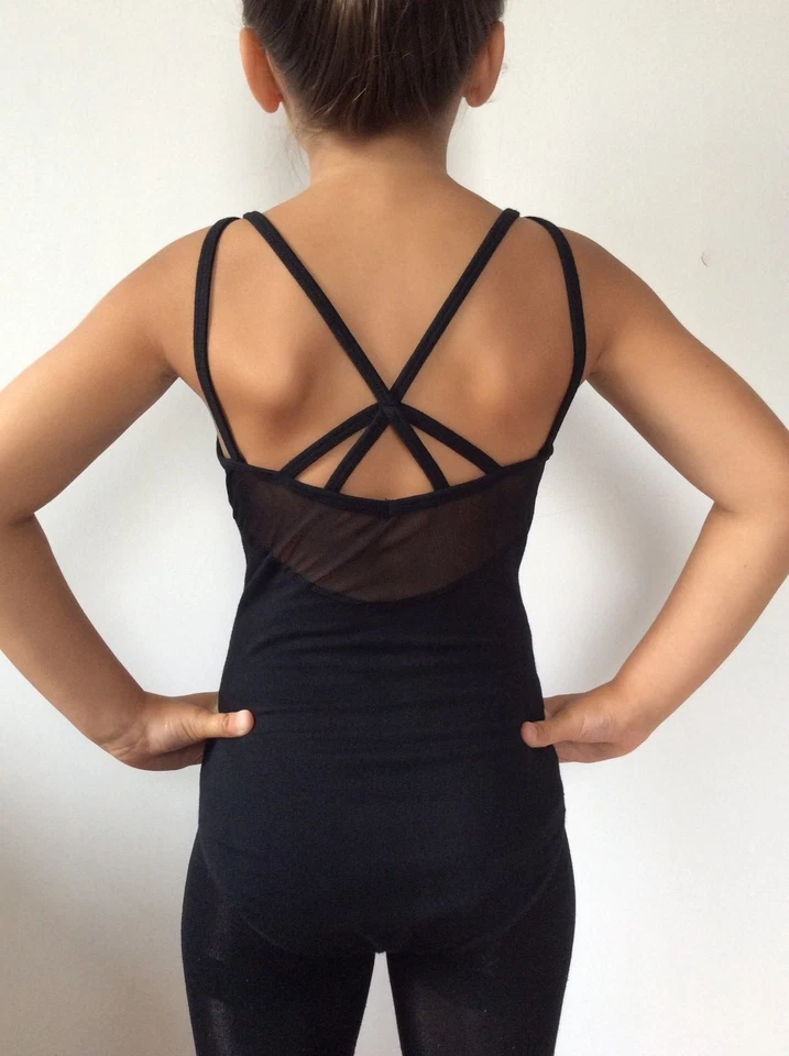 Black Leotard.Age 6-15 Years Ballet Dance wear UK Cross Strap Modern Gymnastics - Image 4 of 4