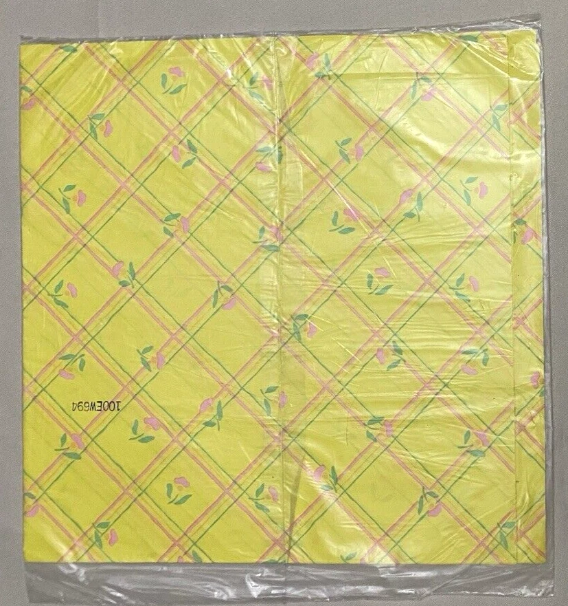 Papel de envolver de regalo vintage con sello reverso A-Wrap flores rosadas amarillo nuevo de Lote Antiguo Foto 3 de 3