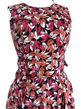 Calvin Klein Dress Multicolor Fit And Flare 6 Sleeveless Midi Handkerchief 