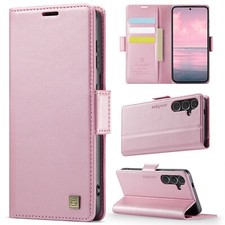 For Galaxy S25 Ultra S24 S23 S22 Retro PU Leather RFID Blocking Flip Wallet Case
