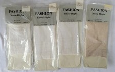 Vintage Womens Nylons Size 9-11 Knee High Off White Lot 4 New Original Packages