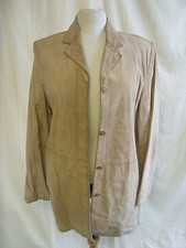 Ladies Coat - Valerie Stevens, Size L, 35/36" Bust, Beige, 100% Suede, Used 7685