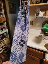 LAUREN RALPH LAUREN  HALTER SUNDRESS XL BLUE WHITE SUMMER BEACH DRESS COVER UP