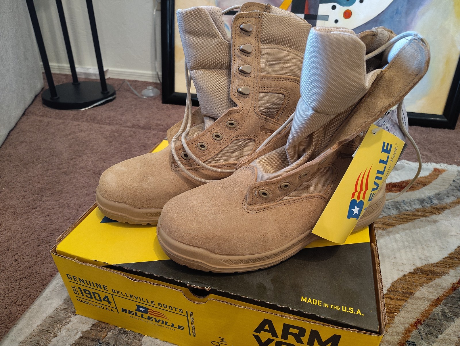 Belleville Tactical Steel Toe Tan Brown Boots 310ST Mens 9 W Wide Never Worn