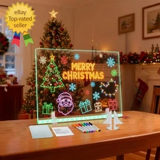 LED Note Board with 7 Colors & 4 Modes, 13.7"X10" Acrylic Dry Erase Board with L
