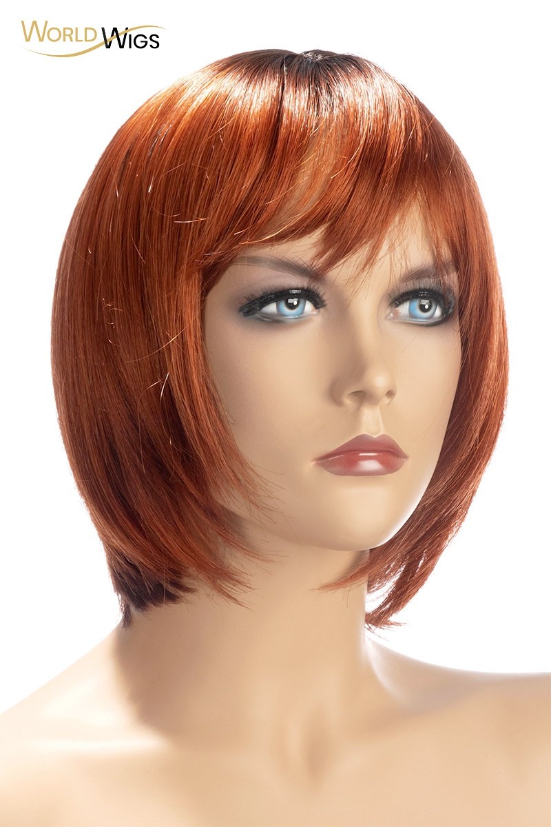 Perruque Femme Cheveux Long Alix Rousse Coiffure Frangée Lisse en Synthétique