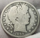 1899 O 50C Barber Silver Half Dollar, Album Filler,  Good Condition - Barb-825