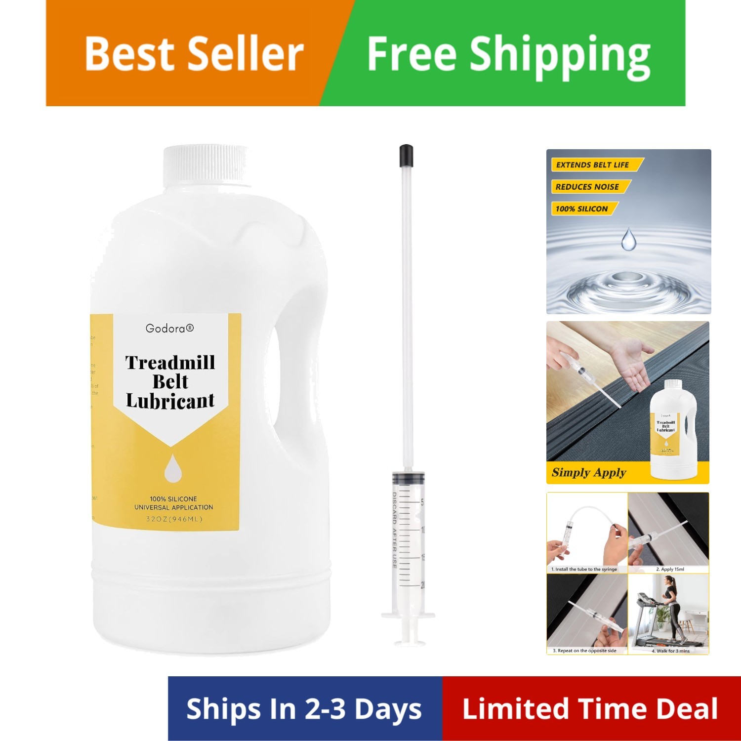 100% Silicone Treadmill Lubricant/Treadmill Lube, 32 Ounces  Silicone Oil for...