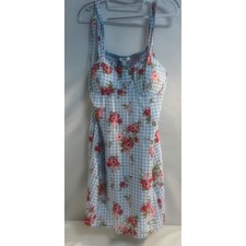 Lily Rose Gingham Floral Bustier Mini Dress Blue White Red XL A6339U66P56 NWT