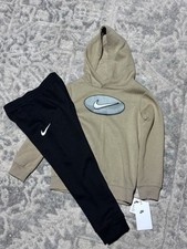 Nike Boys' Fleece Lined Hoodie and Jogger Set Size 6 Tan and Black
