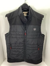 Ariat Reversible Puffer Jacket Vest Mens M Black Full Zip Stand-Up Neck Pockets