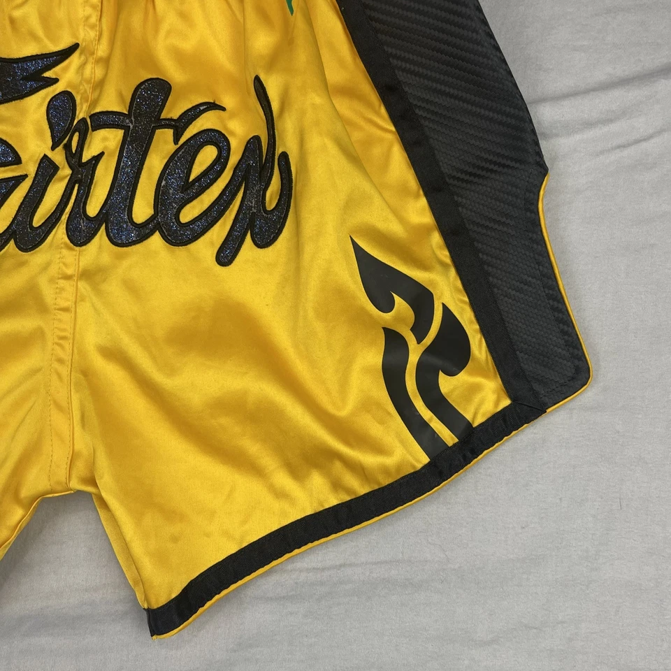 Fairtex Shorts Mens Medium Yellow Muay Thai Boxing Sparring Fight Kickboxing - Image 3 of 4