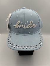 Bride Pearl Cap NWT Blue Rhinestone Bachelorette Adjustable Baseball Hat