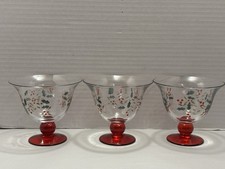VTG 3 PC Pfaltzgraff Winter Berry Holly Dessert Bowls Coupes Pedestal Cups