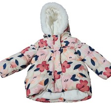 Carter's Baby Girls 18M Floral Puffer Coat Hooded Sherpa Lined Jacket