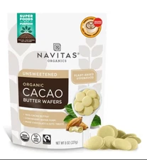 Navitas Organics Cacao Butter Wafers – Organic, Plant-Based, Non-GMO, 8oz Reseal
