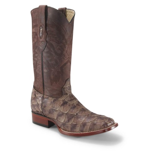 Los Altos Genuine Pirarucu Fish Brown Square Toe Western Boot (USA Mens Size 11) - Picture 4 of 7