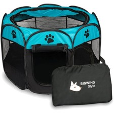 Recinto cane pieghevole portatile Blu, kennel, gabbia, trasporto, interno, es...