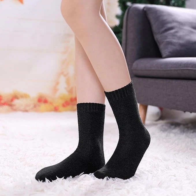 5 Pairs Wool Socks for Women – LINEMIN Thick Warm Winter Crew Boot Socks - Image 2 of 4