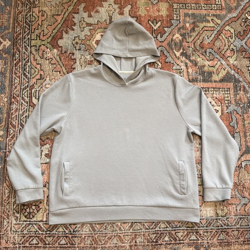 Frye, Frye Mens Waffle Knit Hoodie Blue Gray Long Sleeve Pullover Sweatshirt Large