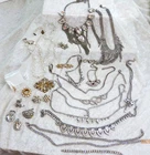 VINTAGE LOT 25 CLEAR RHINESTONE COSTUME JEWELRY PIECES