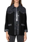 Sandro Paris Women's Black Denim Trimmed Jacket Size 40 FR 10 UK 8 US SFPCA00073