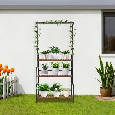 indoor& Outdoor Garden Plant Stand Holder 3 Shelf Hanging Plant Stand |  eBay