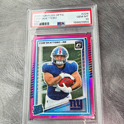 2025 Panini Donruss Optic - Rated Rookie Cam Skattebo #228 Pink Prizm PSA 10