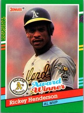 1991 Donruss Baseball Rickey Henderson Athletics Base Award Winner MVP #761