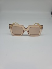 Women's Oversized Square Geometric Sunglasses Pink Tinted Lens Gold Chain Arms