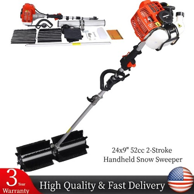 #ad 24x9quot; 52CC 2 STROKE GASOLINE POWERED SNOW SWEEPER DRIVEWAY LAWNS SNOW CLEAN EPA $319.99
