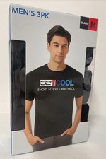 NEW 32 Degrees Cool Men's 3 Pack Short Sleeve Crew Neck Tee T-Shirt BLACK MEDIUM