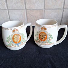 KING EDWARD VIII Coronation Mugs May 1937 SOLIAN Vintage Royal Memorabilia Pair