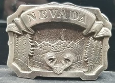 Nevada The Great American Buckle Co Chicago Buck Belt Buckle 1980 USA