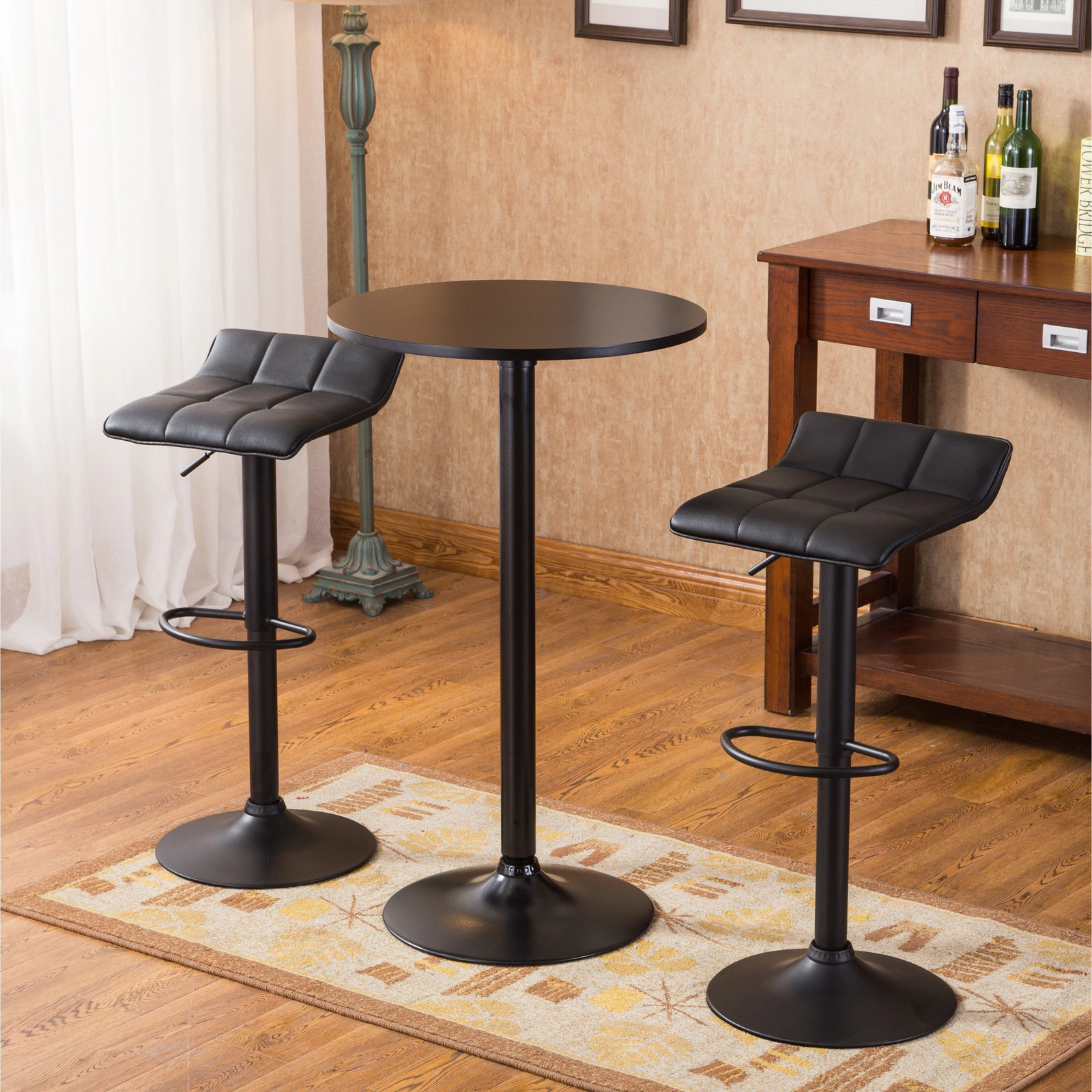 Roundhill Furniture Belham Black Metal Bar Table and Black